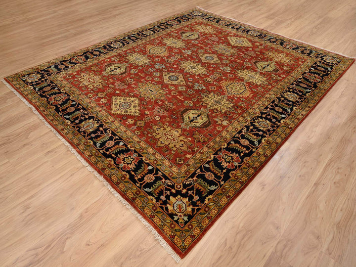 8'2" x 10'0" New Hand Knotted Red Wool Rectangle Oriental Rug - MOA10264331