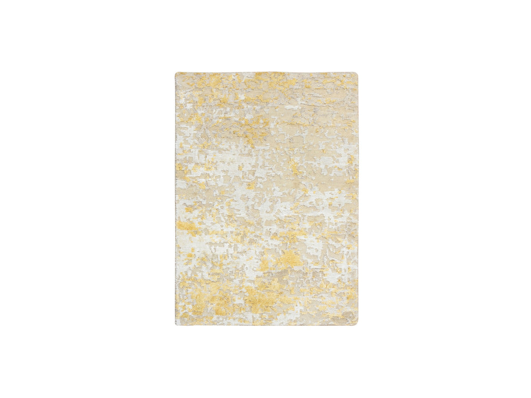 2'0" x 2'9" New Hand Knotted Yellow Wool & Silk Rectangle Oriental Rug - MOA10264344