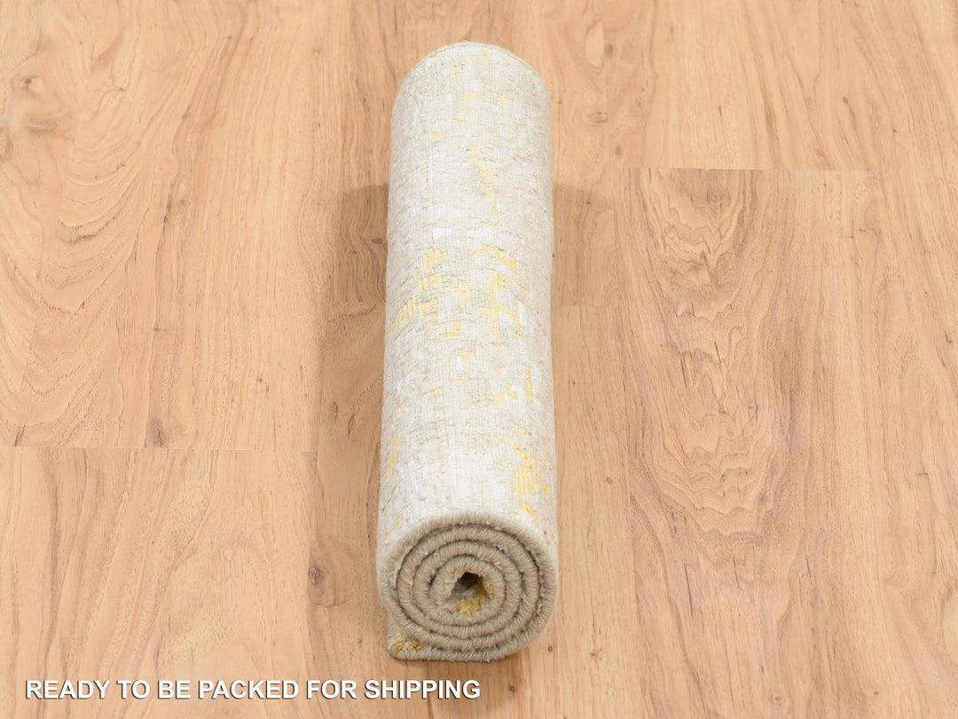 2'0" x 2'9" New Hand Knotted Yellow Wool & Silk Rectangle Oriental Rug - MOA10264344