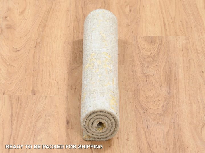 2'0" x 2'9" New Hand Knotted Yellow Wool & Silk Rectangle Oriental Rug - MOA10264344