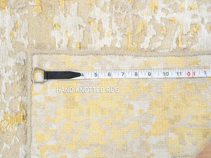 2'0" x 2'9" New Hand Knotted Yellow Wool & Silk Rectangle Oriental Rug - MOA10264344