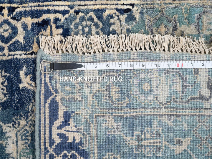 2'7" x 10'0" New Hand Knotted Teal Wool & Silk Runner Oriental Rug - MOA10264356