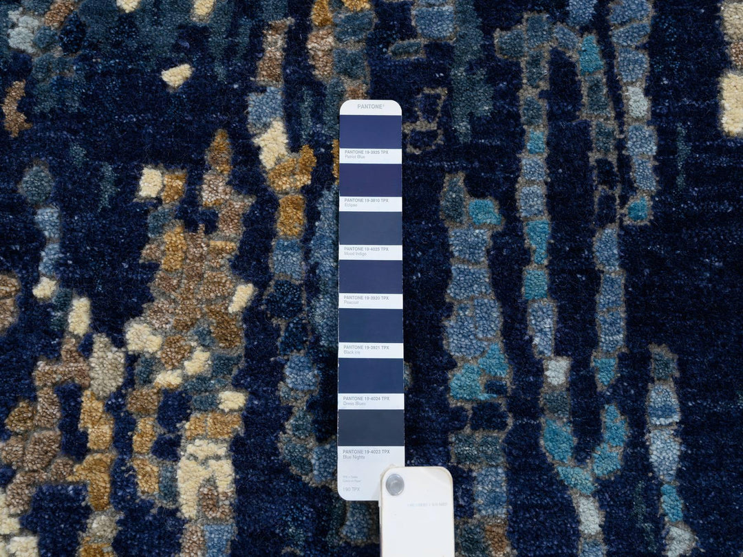 2'6" x 8'0" New Hand Knotted Blue Wool & Silk Runner Oriental Rug - MOA10264370