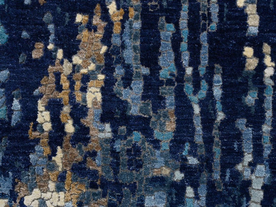 2'6" x 8'0" New Hand Knotted Blue Wool & Silk Runner Oriental Rug - MOA10264370
