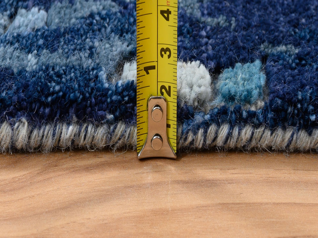 2'6" x 8'0" New Hand Knotted Blue Wool & Silk Runner Oriental Rug - MOA10264370