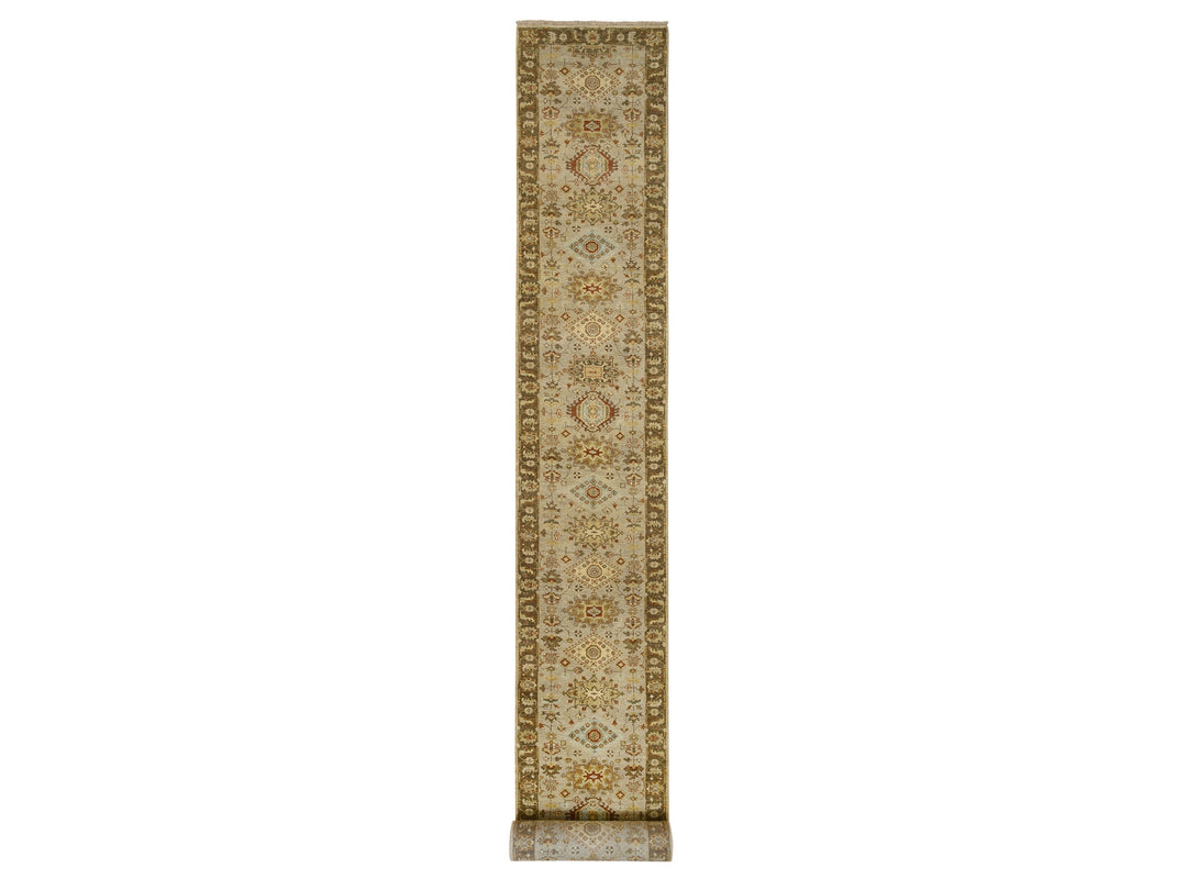 2'6" x 21'10" New Hand Knotted Grey Wool Runner Oriental Rug - MOA10264378