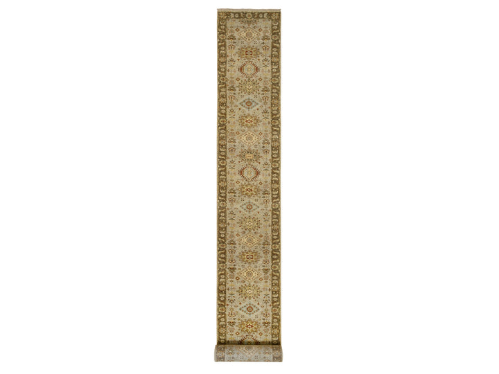 2'6" x 21'10" New Hand Knotted Grey Wool Runner Oriental Rug - MOA10264378