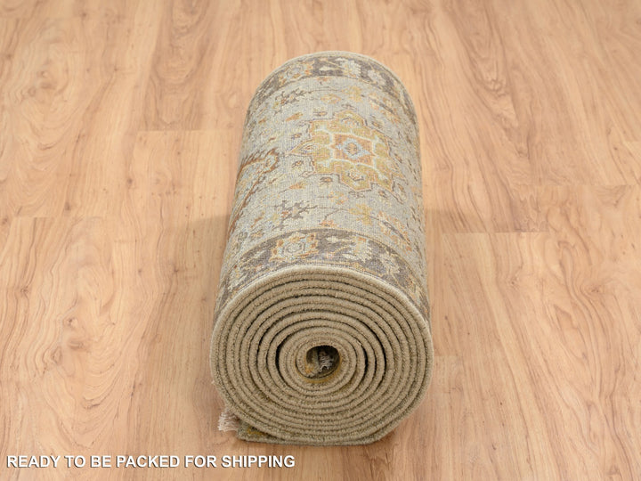 2'6" x 21'10" New Hand Knotted Grey Wool Runner Oriental Rug - MOA10264378