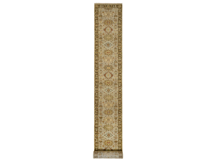 2'8" x 19'10" New Hand Knotted Grey Wool Runner Oriental Rug - MOA10264379