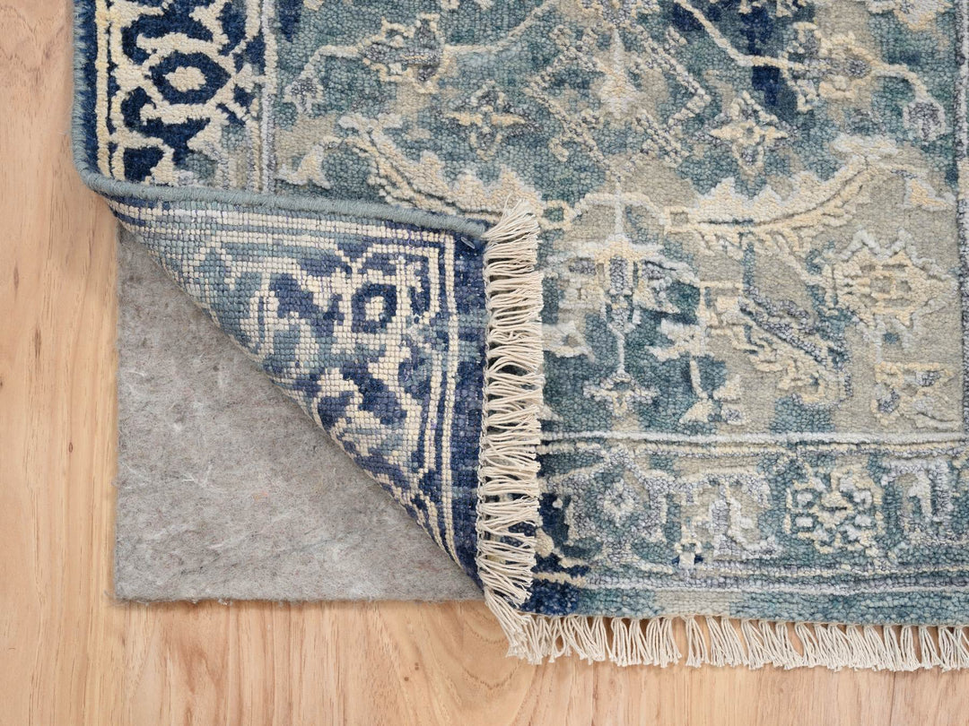 2'0" x 3'0" New Hand Knotted Teal Wool & Silk Rectangle Oriental Rug - MOA10264385