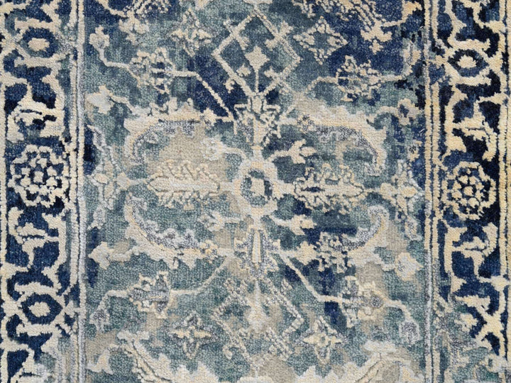 2'0" x 3'0" New Hand Knotted Teal Wool & Silk Rectangle Oriental Rug - MOA10264385
