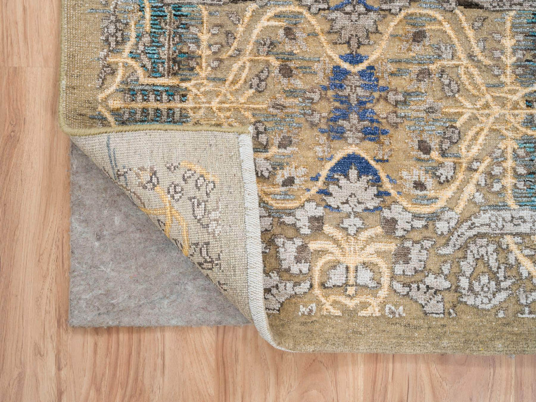 2'6" x 10'0" New Hand Knotted Brown Wool & Silk Runner Oriental Rug - MOA10264407