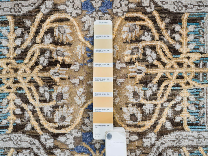 2'6" x 10'0" New Hand Knotted Brown Wool & Silk Runner Oriental Rug - MOA10264407