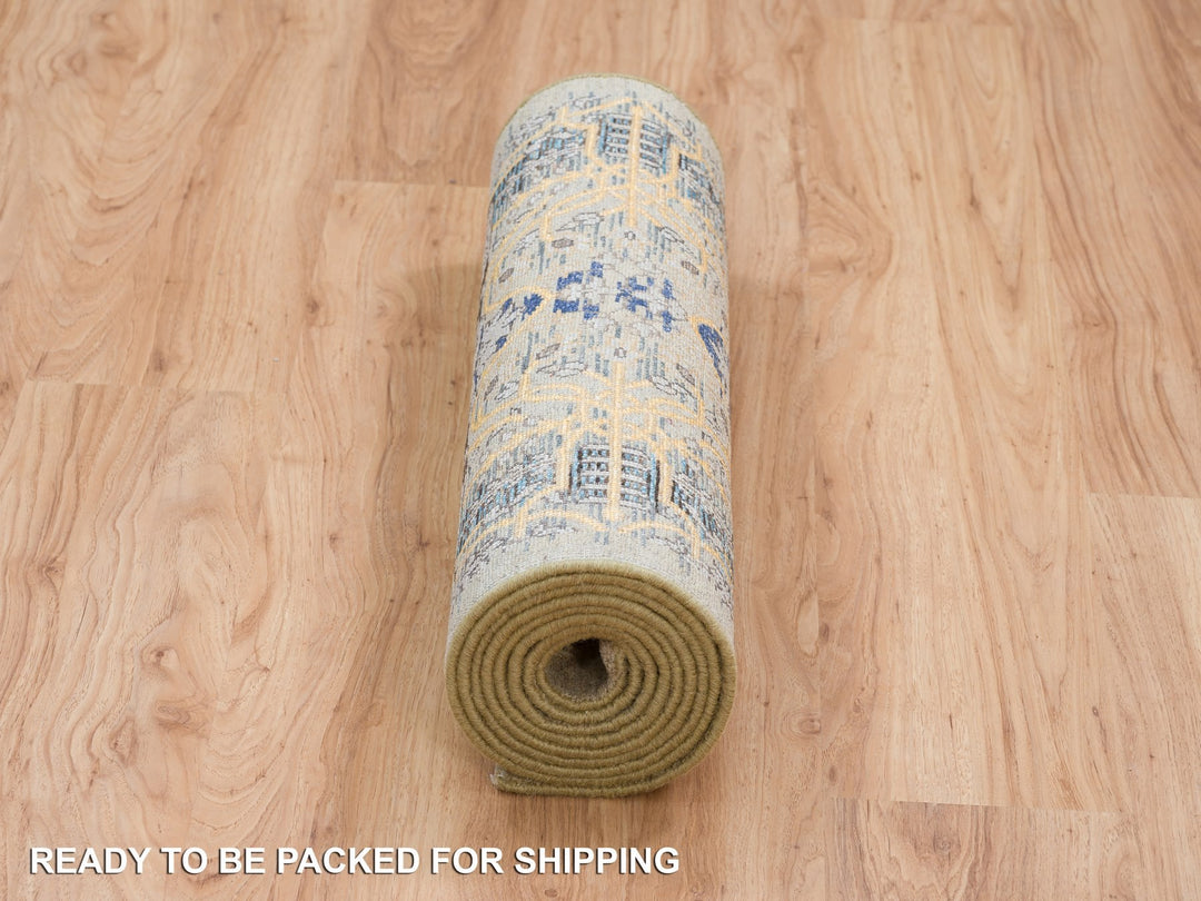 2'6" x 10'0" New Hand Knotted Brown Wool & Silk Runner Oriental Rug - MOA10264407