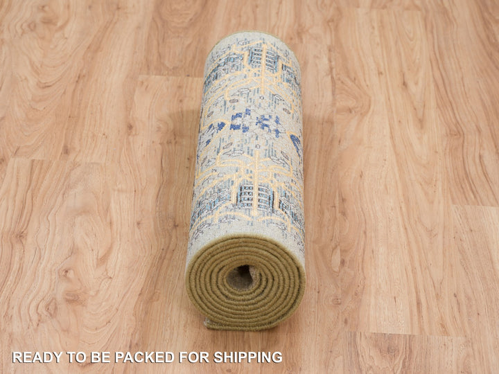2'6" x 10'0" New Hand Knotted Brown Wool & Silk Runner Oriental Rug - MOA10264407