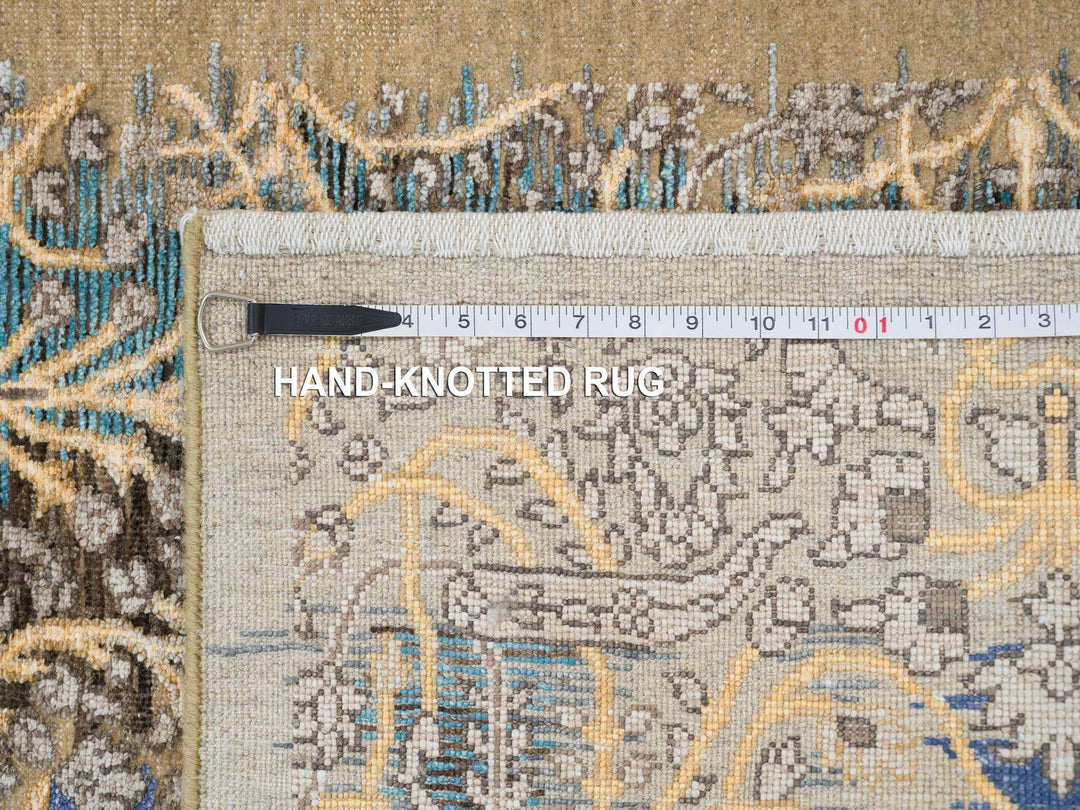 2'6" x 10'0" New Hand Knotted Brown Wool & Silk Runner Oriental Rug - MOA10264407