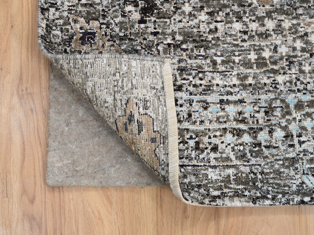 10'0" x 10'3" New Hand Knotted Grey Wool & Silk Square Oriental Rug - MOA10264414