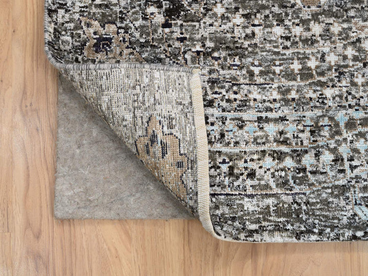 10'0" x 10'3" New Hand Knotted Grey Wool & Silk Square Oriental Rug - MOA10264414