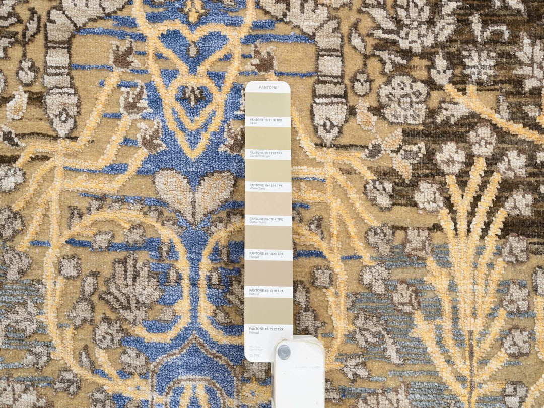 6'0" x 6'0" New Hand Knotted Brown Wool & Silk Round Oriental Rug - MOA10264420