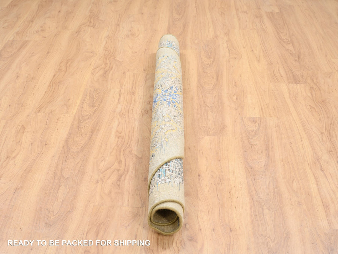 6'0" x 6'0" New Hand Knotted Brown Wool & Silk Round Oriental Rug - MOA10264420
