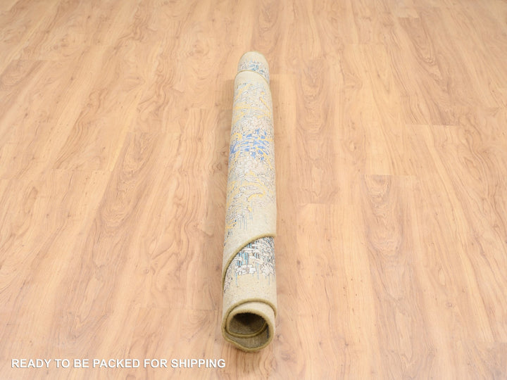 6'0" x 6'0" New Hand Knotted Brown Wool & Silk Round Oriental Rug - MOA10264420