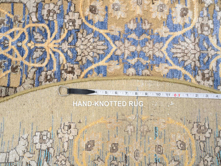 6'0" x 6'0" New Hand Knotted Brown Wool & Silk Round Oriental Rug - MOA10264420
