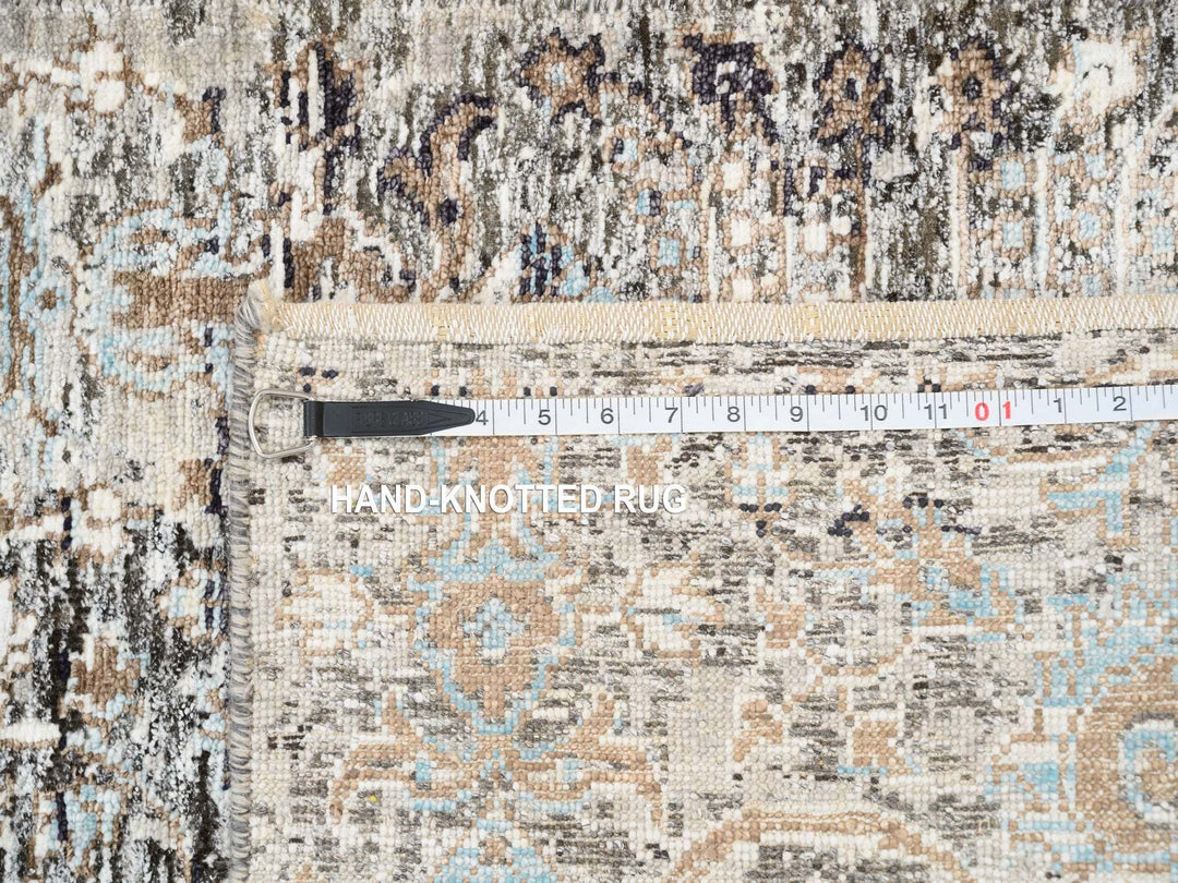 2'6" x 20'0" New Hand Knotted Grey Wool & Silk Runner Oriental Rug - MOA10264424