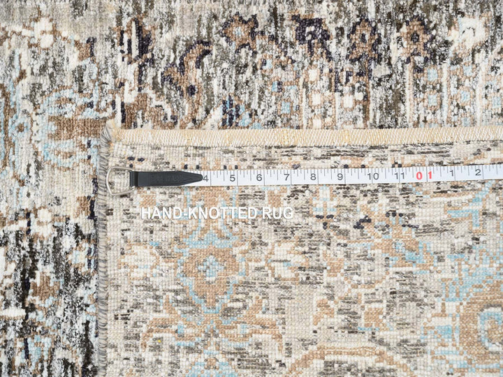 2'6" x 20'0" New Hand Knotted Grey Wool & Silk Runner Oriental Rug - MOA10264424