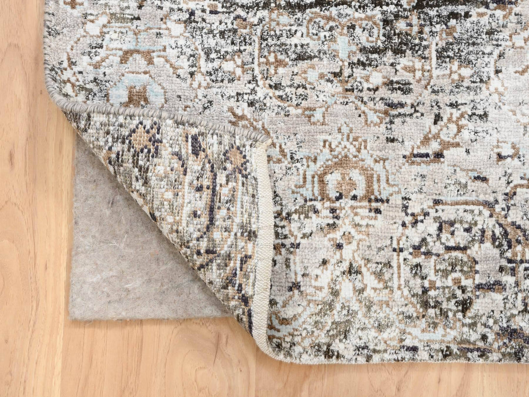 2'1" x 3'0" New Hand Knotted Grey Wool & Silk Rectangle Oriental Rug - MOA10264427