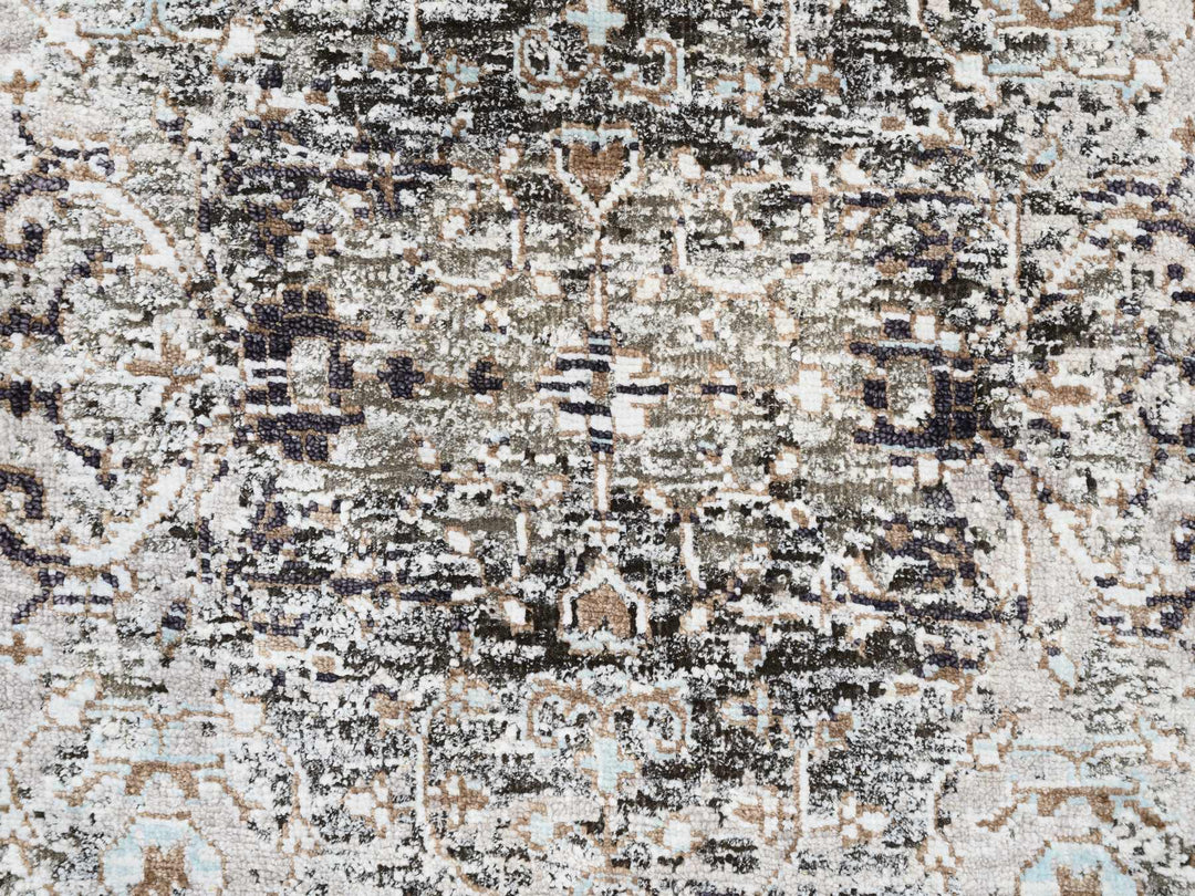 2'1" x 3'0" New Hand Knotted Grey Wool & Silk Rectangle Oriental Rug - MOA10264427