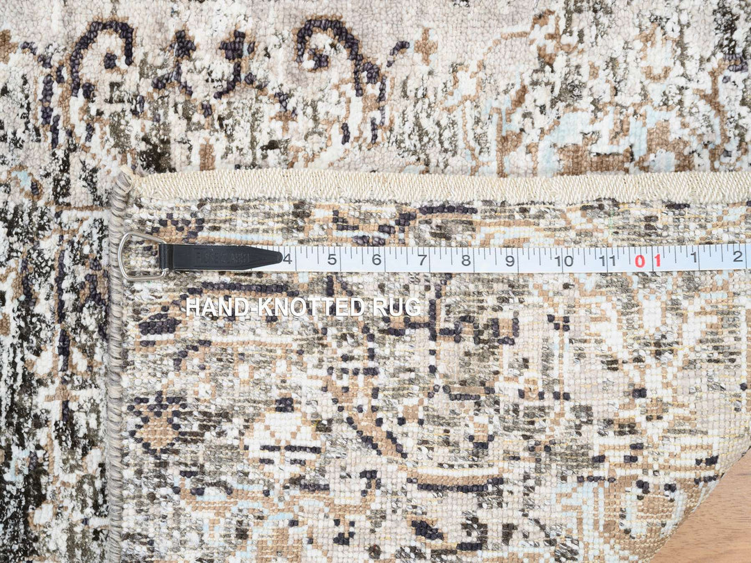 2'1" x 3'0" New Hand Knotted Grey Wool & Silk Rectangle Oriental Rug - MOA10264427