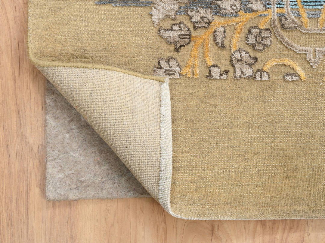 12'0" x 12'2" New Hand Knotted Brown Wool & Silk Square Oriental Rug - MOA10264440