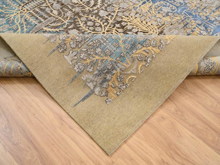 12'0" x 12'2" New Hand Knotted Brown Wool & Silk Square Oriental Rug - MOA10264440