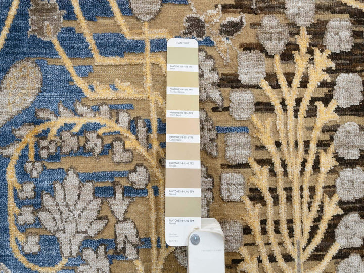 12'0" x 12'2" New Hand Knotted Brown Wool & Silk Square Oriental Rug - MOA10264440