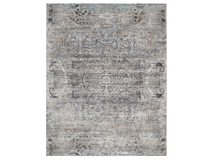 14'0" x 14'1" New Hand Knotted Brown Wool & Silk Square Oriental Rug - MOA10264442