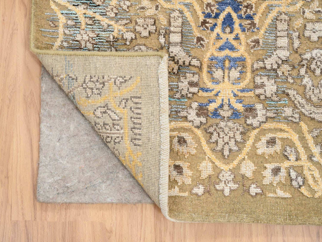 2'6" x 24'1" New Hand Knotted Brown Wool & Silk Runner Oriental Rug - MOA10264444