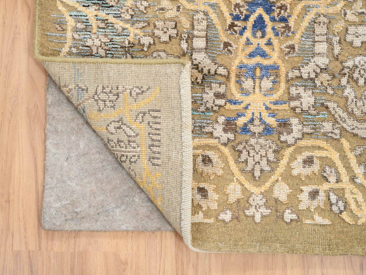 2'6" x 24'1" New Hand Knotted Brown Wool & Silk Runner Oriental Rug - MOA10264444