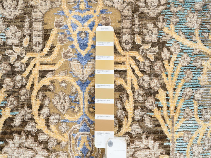 2'6" x 24'1" New Hand Knotted Brown Wool & Silk Runner Oriental Rug - MOA10264444