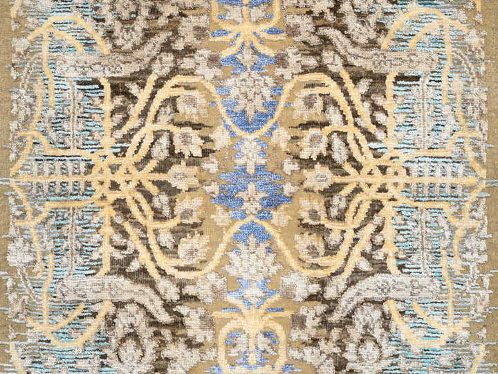 2'6" x 24'1" New Hand Knotted Brown Wool & Silk Runner Oriental Rug - MOA10264444