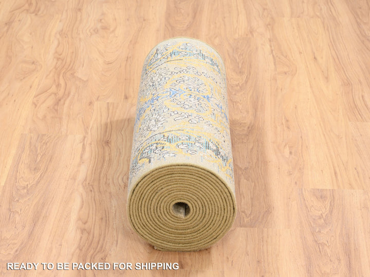 2'6" x 24'1" New Hand Knotted Brown Wool & Silk Runner Oriental Rug - MOA10264444