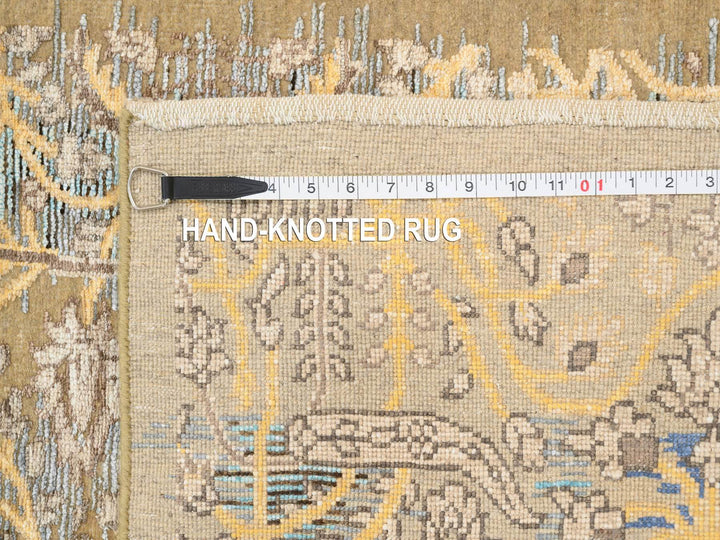 2'6" x 24'1" New Hand Knotted Brown Wool & Silk Runner Oriental Rug - MOA10264444