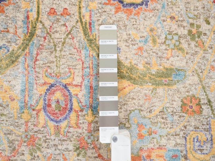 2'7" x 22'2" New Hand Knotted Beige Wool & Silk Runner Oriental Rug - MOA10264445