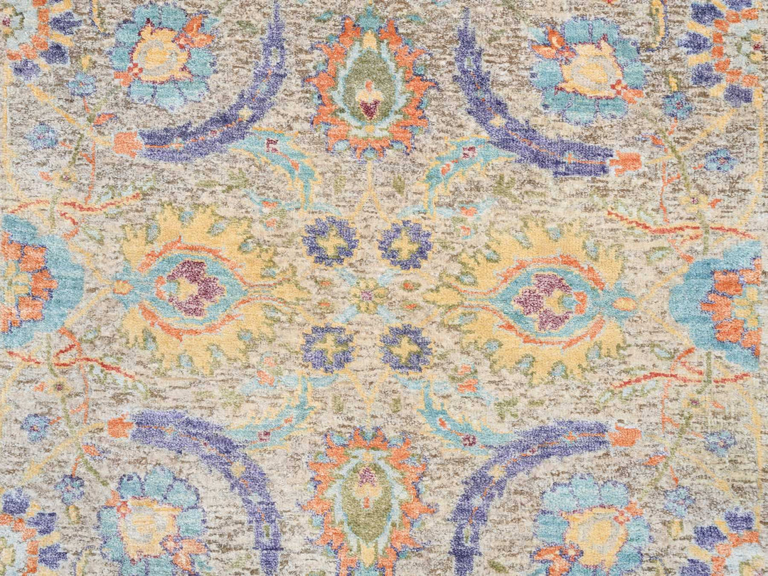 2'7" x 22'2" New Hand Knotted Beige Wool & Silk Runner Oriental Rug - MOA10264445