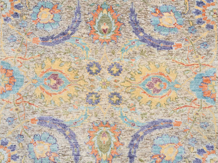 2'7" x 22'2" New Hand Knotted Beige Wool & Silk Runner Oriental Rug - MOA10264445