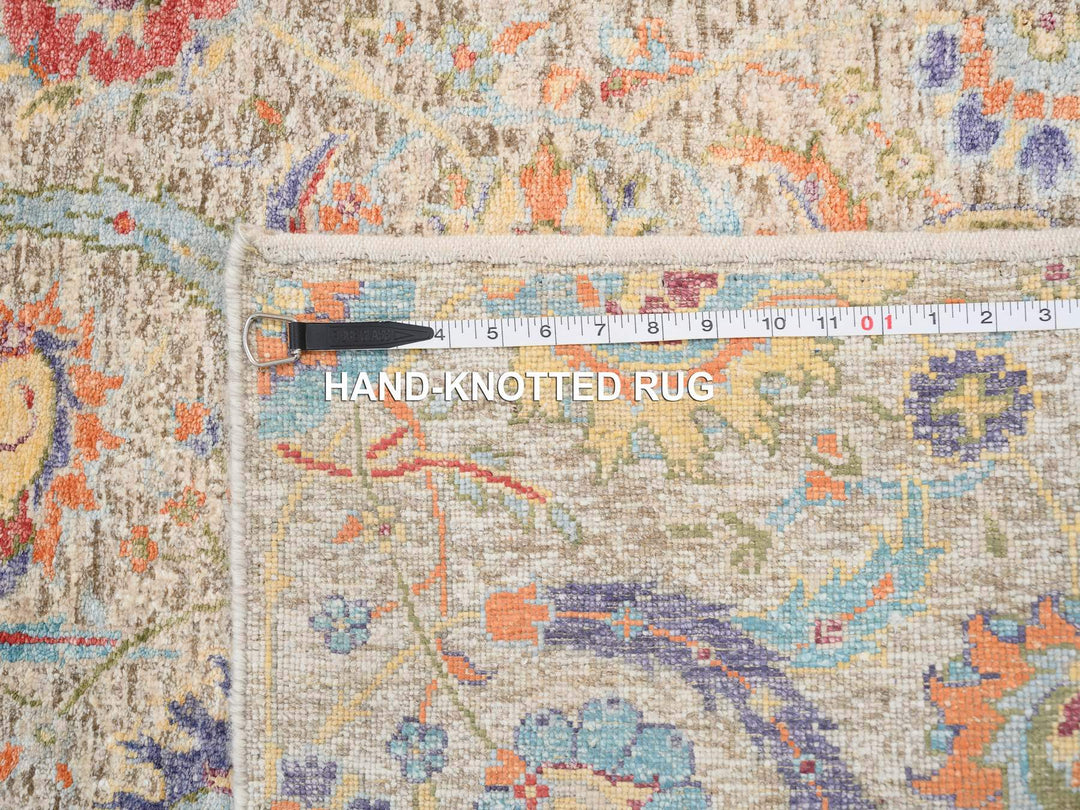 2'7" x 22'2" New Hand Knotted Beige Wool & Silk Runner Oriental Rug - MOA10264445