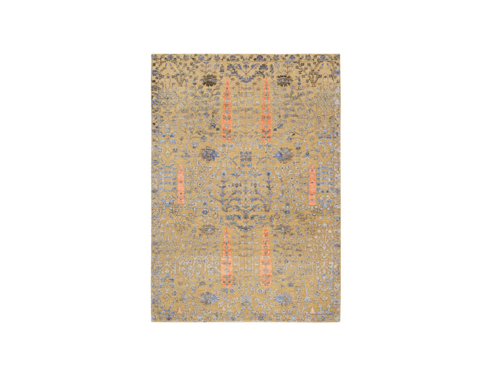 4'1" x 6'2" New Hand Knotted Brown Wool & Silk Rectangle Oriental Rug - MOA10264454