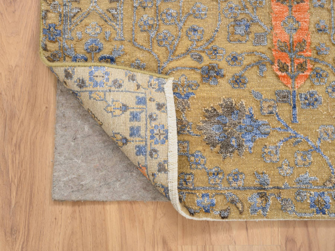 4'1" x 6'2" New Hand Knotted Brown Wool & Silk Rectangle Oriental Rug - MOA10264454