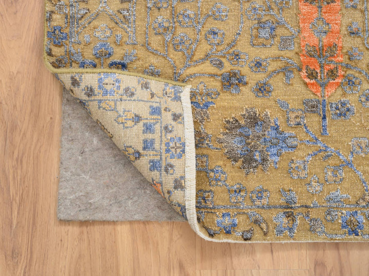 4'1" x 6'2" New Hand Knotted Brown Wool & Silk Rectangle Oriental Rug - MOA10264454