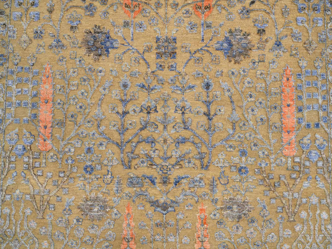 4'1" x 6'2" New Hand Knotted Brown Wool & Silk Rectangle Oriental Rug - MOA10264454