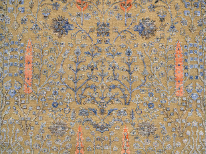 4'1" x 6'2" New Hand Knotted Brown Wool & Silk Rectangle Oriental Rug - MOA10264454